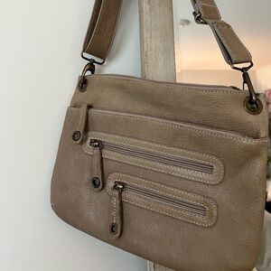 Avorio Italian Leather Crossbody Bag Beige